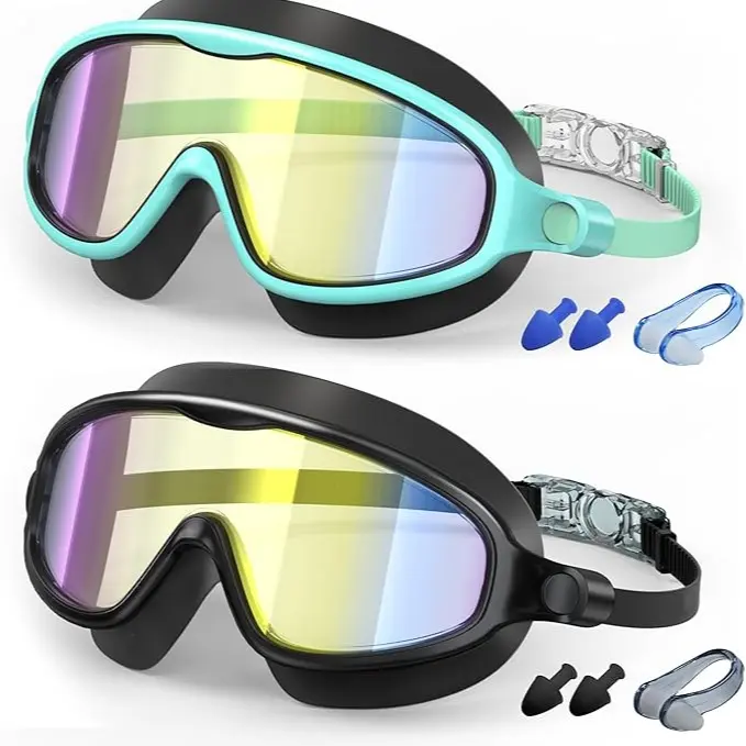 2 Pack Kids Swim Goggles for 3-15 UV Protection Anti-Fog Pool Water, Swimming Goggles with Earplugs Nose Clip For Boys Girls Youth Toddler summerwins
