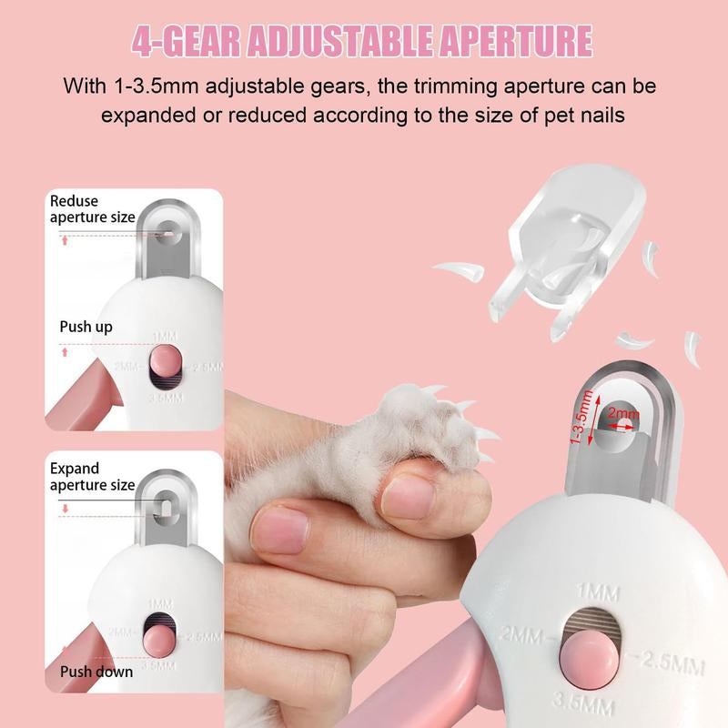 Multi Functional Cat Nail Clipper, Suitable for Trimming Toes and Adjustable for All Sizes 1-3.5Mm Safe Grooming Tool, Safe Toenail Trimmer for Kittens & Indoor Cats, Pet Tools Portable Grooming